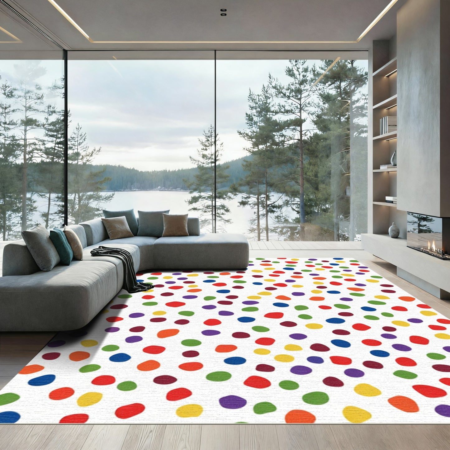 Vibrant Colorful Polka Dot Scatter Rug