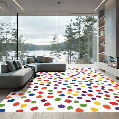 Vibrant Colorful Polka Dot Scatter Rug