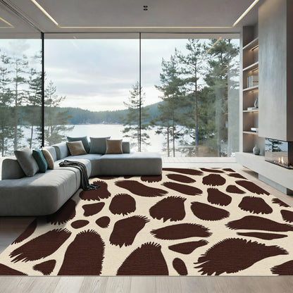 Brown Giraffe Spots Textured Rug