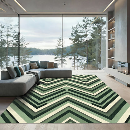 Sage Green Geometric Zigzag Chevron Rug