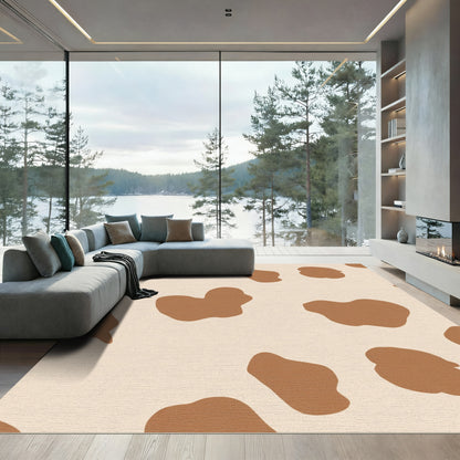 Brown White Spotty Abstract Rug
