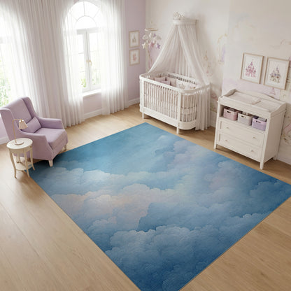 Ethereal Fluffy Blue Clouds Rug