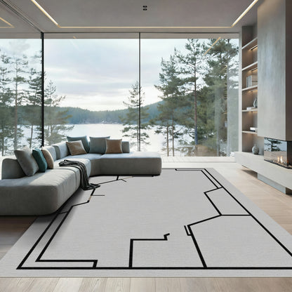 Modern Geometric Lines Charcoal Rug