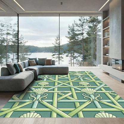 Sage Shell Lattice Trellis Rug