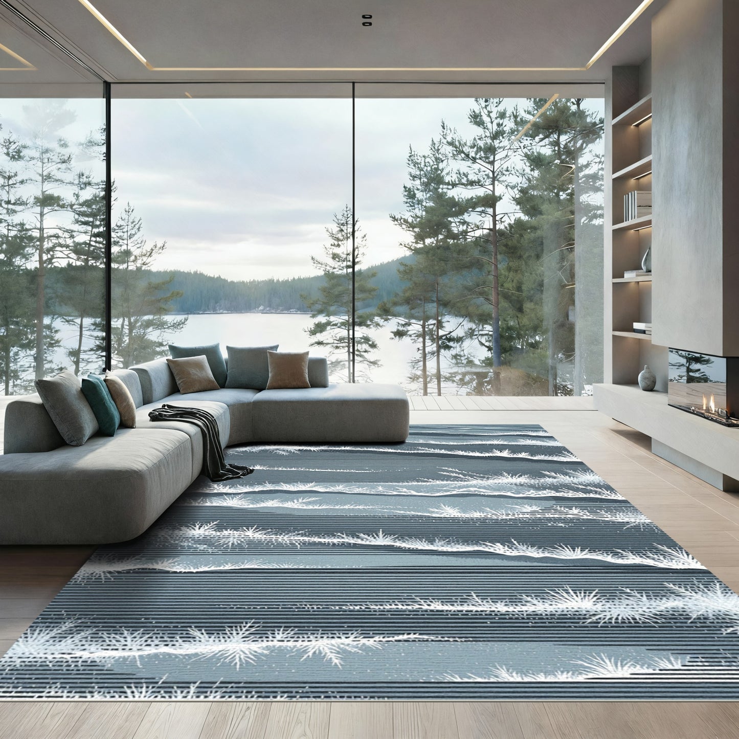 Winter Frost Grass Field Rug