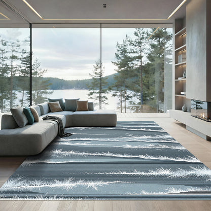 Winter Frost Grass Field Rug
