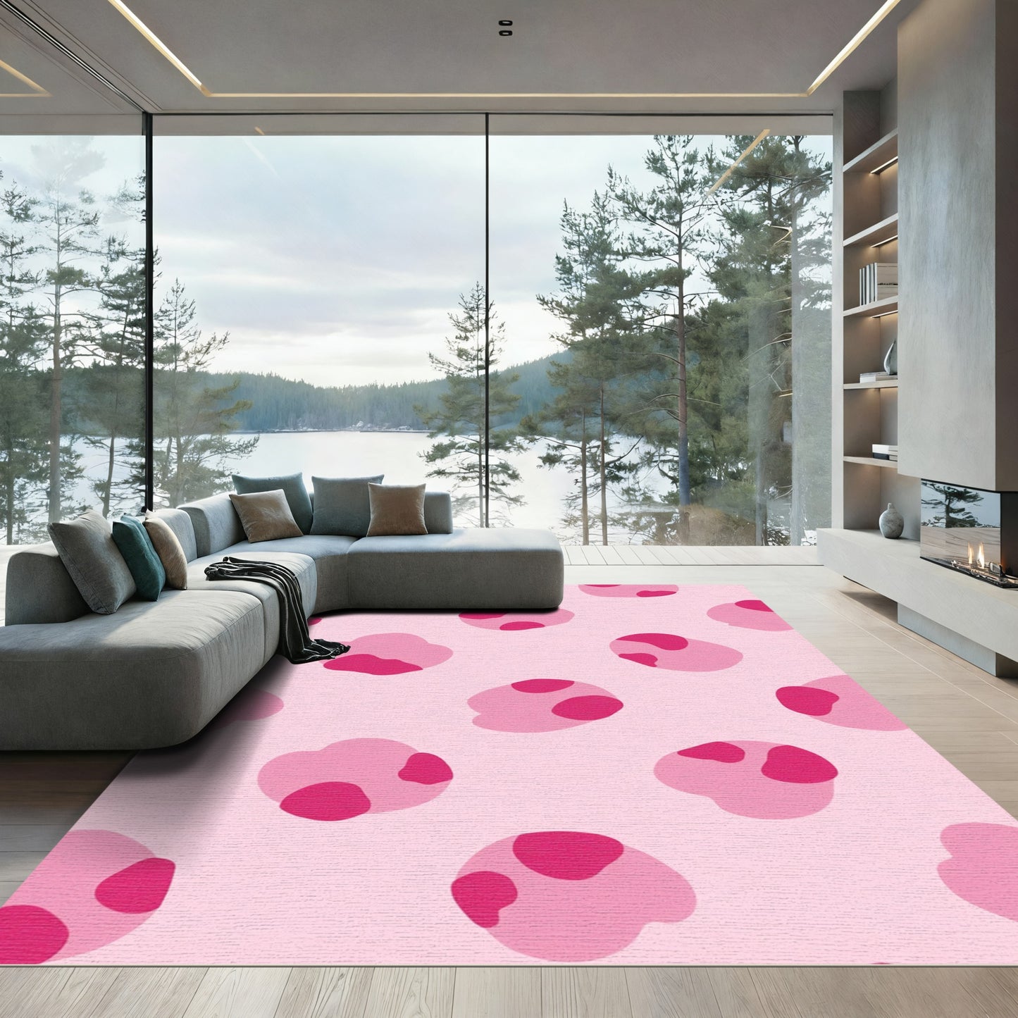 Pink Watercolor Blotches Rug