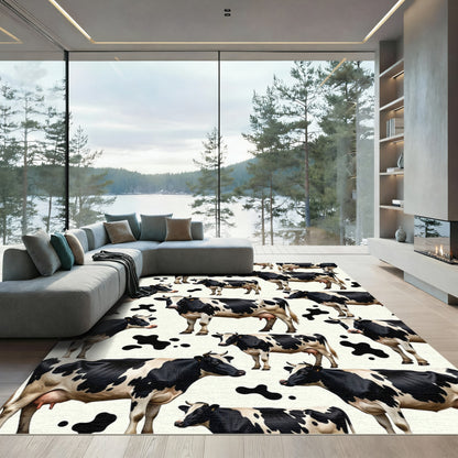 Black and White Farmhouse Cow Rug