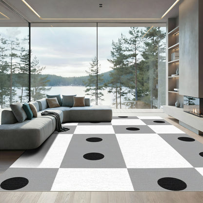 Gray Black Dot Checkerboard Rug