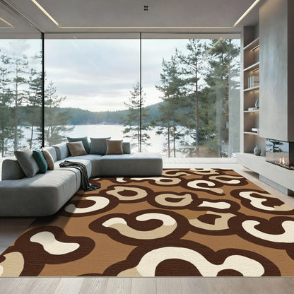 Brown Tan Swirling Abstract Blotch Rug