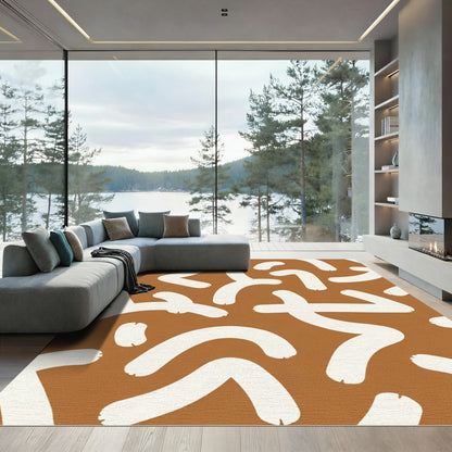 Terracotta Cream Brushstroke Play Rug