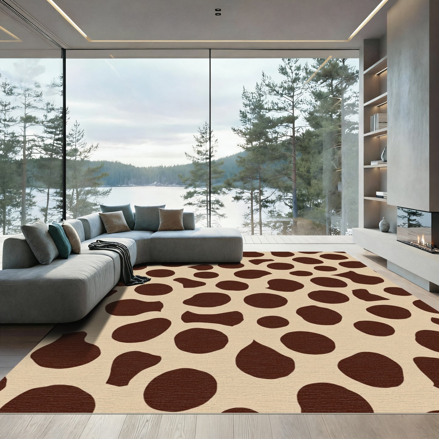 Brown Spotted Cream Background Render Rug