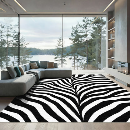 Black and White Wavy Lines Rug