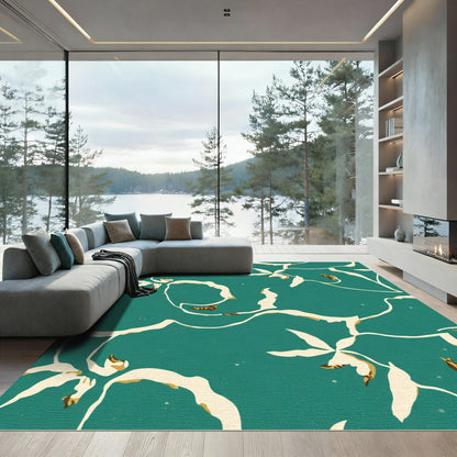Teal Blossom Vine Abstract Rug