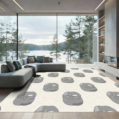 Gray Stone Faces Repeating Pattern Rug