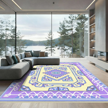 Lavender Lilac Floral Geometric Arrangement Rug