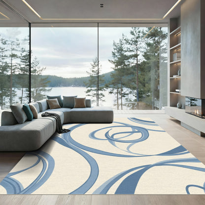 Serene Blue Ribbon Swirl Rug