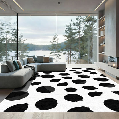 Black White Organic Polka Dot Rug