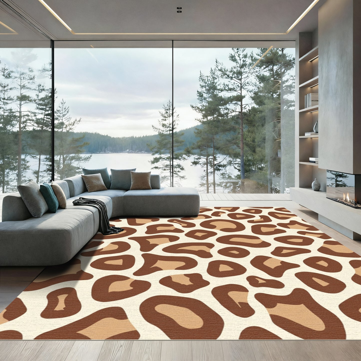 Classic Brown Leopard Spots Rug
