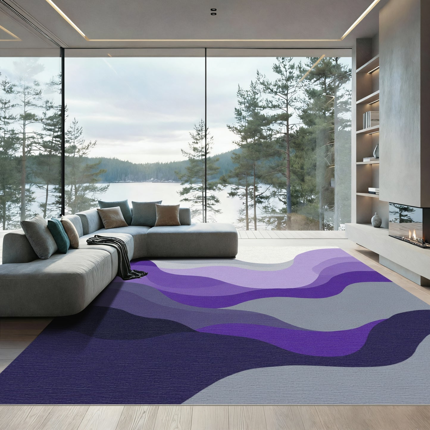 Amethyst Gradient Wavy Landscape Rug