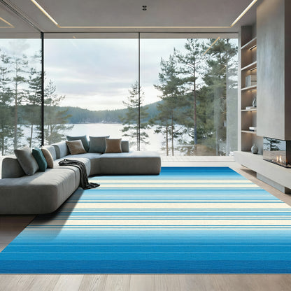 Ocean Blue Gradient Stripe Rug
