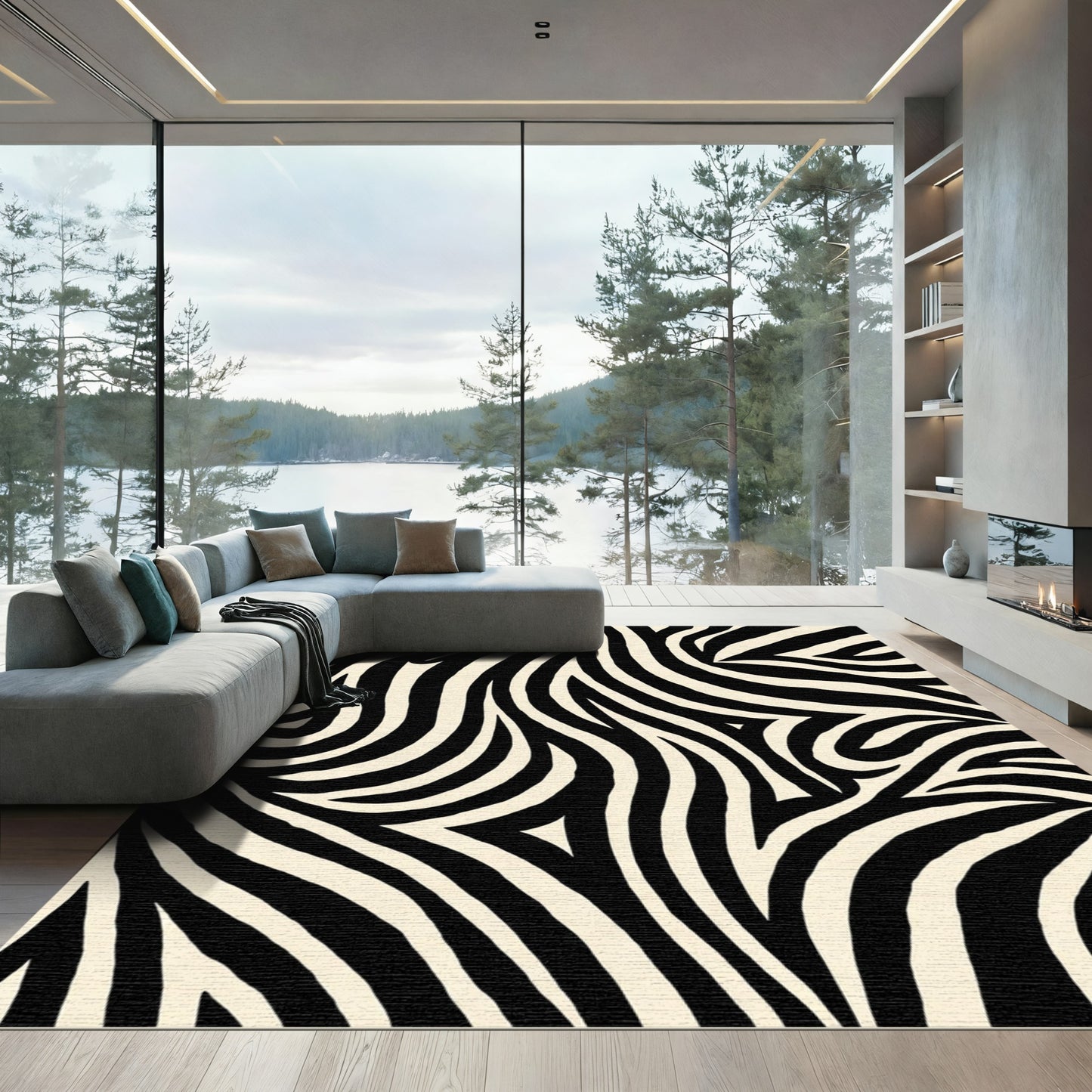 Bold Black Cream Wild Stripes Rug
