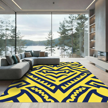 Bold Yellow Navy Jagged Geometric Rug
