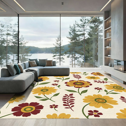 Golden Yellow Bloom Branch Arrangement Rug