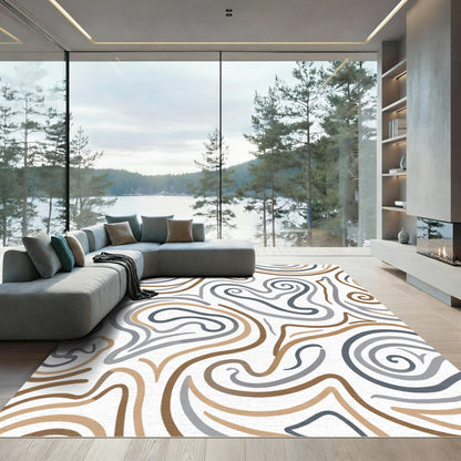 Swirling Lines Earth Tones Rug