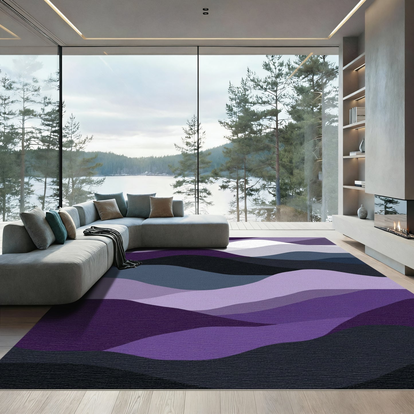 Amethyst Gradient Wavy Landscape Rug