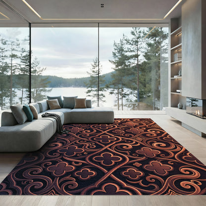 Bronze Gothic Filigree Woven Scroll Rug