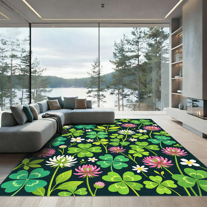 Botanical Four Leaf Clover Meadow Rug