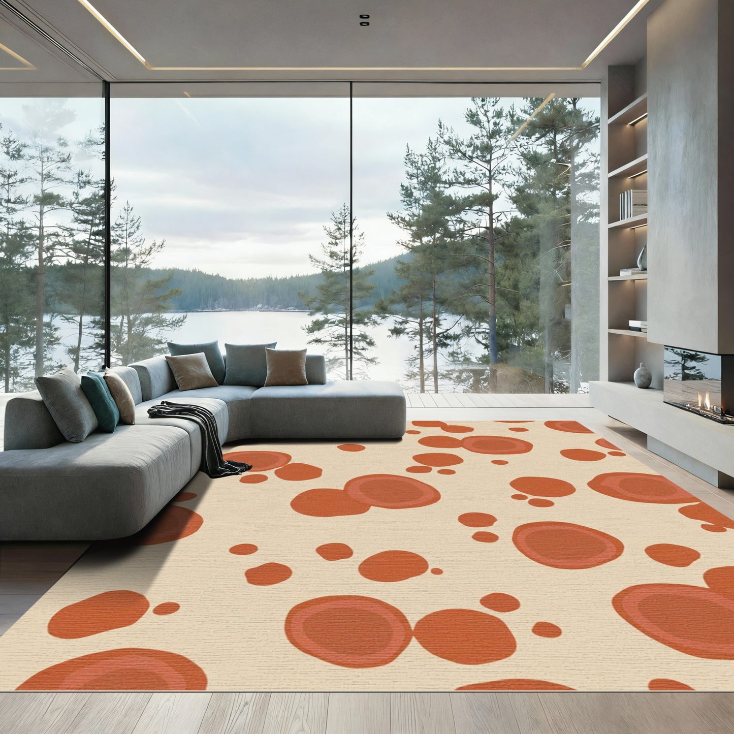 Terracotta Dotty Contemporary Composition Rug