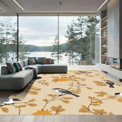 Amber Birds on Golden Branches Rug