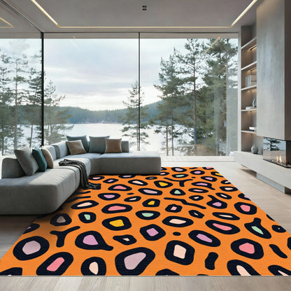 Orange Abstract Animal Spots Rug