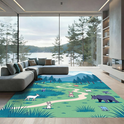 Woodland Animals Winding Path Wonder Rug