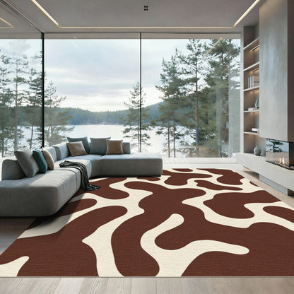 Brown and Cream Organic Blob Rug