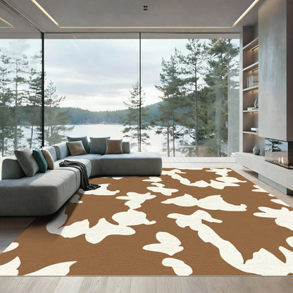 Brown Beige Abstract Blotch Rug