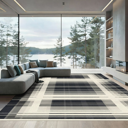 Minimalist Wide Stripe Grid Rug