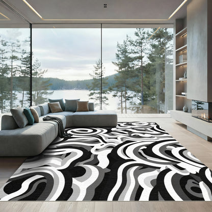 Monochromatic Abstraction Swirl Rug