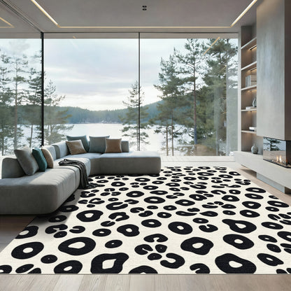 Black and White Spotted Animal Print Rug