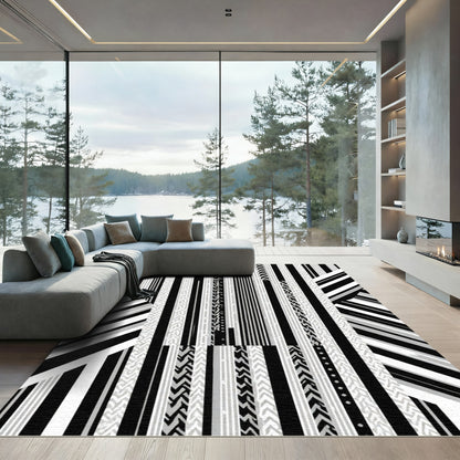 Monochromatic Vertical Stripe Collage Rug