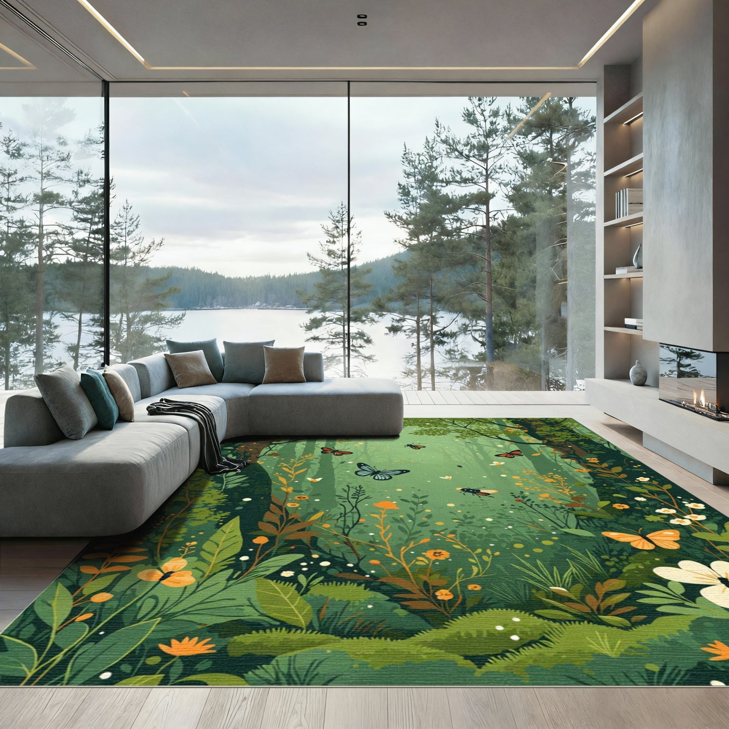 Enchanted Forest Butterflies and Blossom Rug