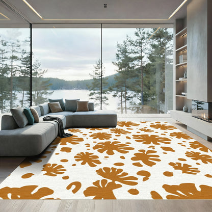 Warm Ochre Floral Spots Rug