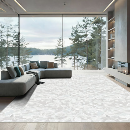 Monochromatic Gray Abstract Stone Tiles Rug