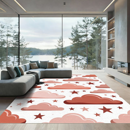 Blush Pink Clouds with Terracotta Stars Rug
