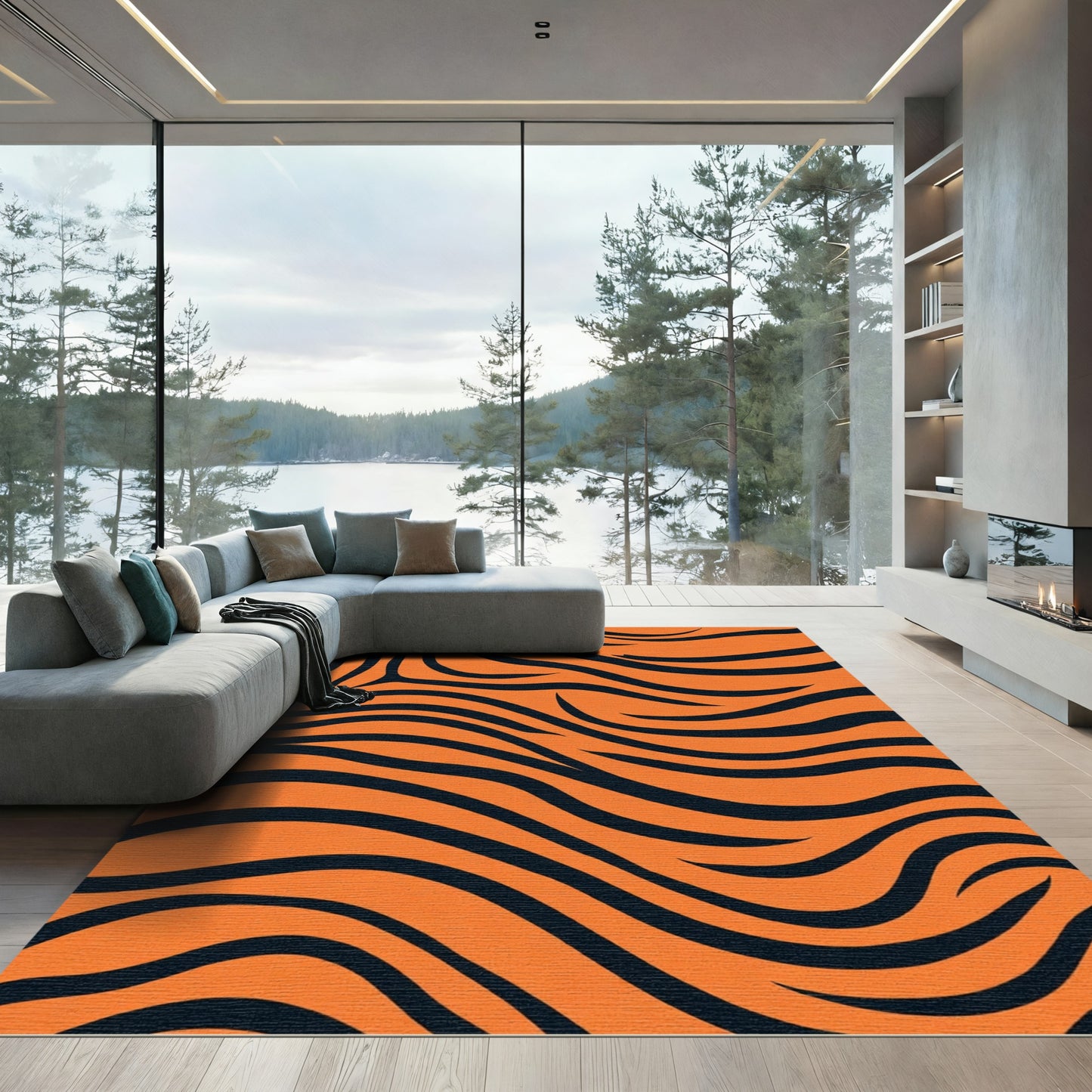 Wild Tiger Stripe Waves Rug