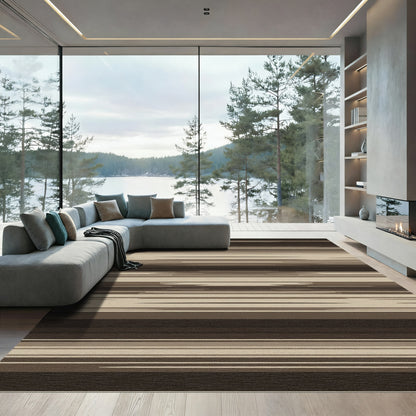 Monochrome Horizontal Stripe Abstract Rug