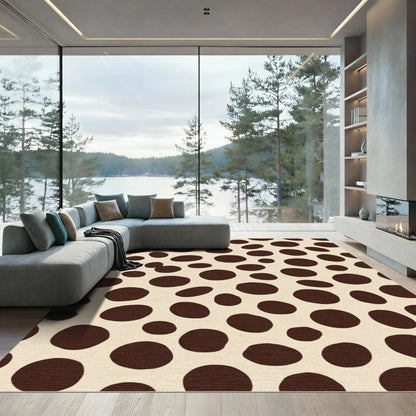 Dark Brown Polka Dot Cream Rug