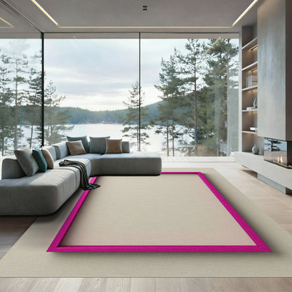 Bright Fuchsia Geometric Outline Frame Rug